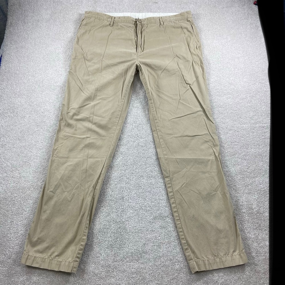 Lacoste Chino Pants Mens 40 Tan Regular Fit Cotton Twill TX1691 Khaki